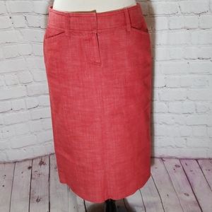 J. Crew Red Denim Pencil Skirt